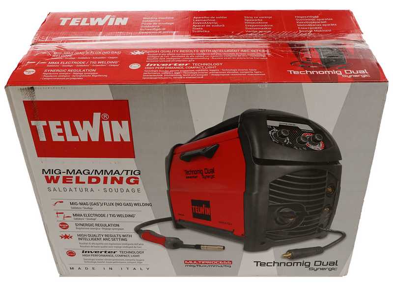 Telwin Technomig 180 Dual Synergic - Saldatrice Inverter Multiprocesso (MIG-MAG/FLUX/BRAZING/MMA/TIG LIFT) - NO GAS