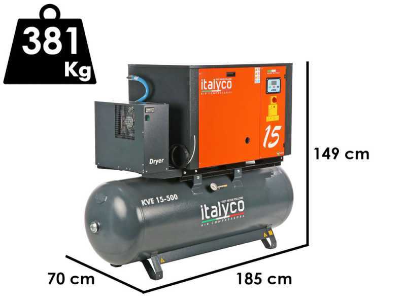 Italyco KVE 15/500 Premium - Compressore rotativo a vite - Pressione max 10 bar