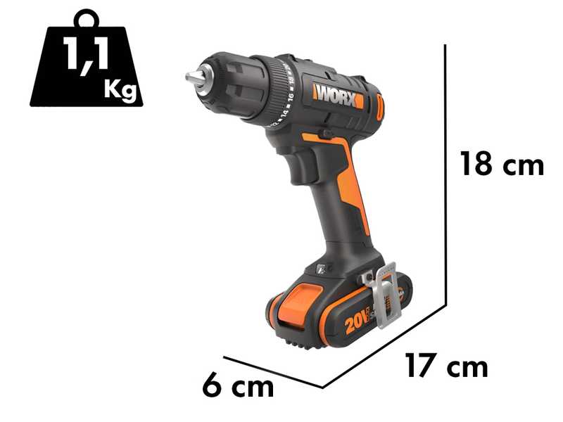 Worx WX100 - Trapano avvitatore a batteria - 20V/2Ah