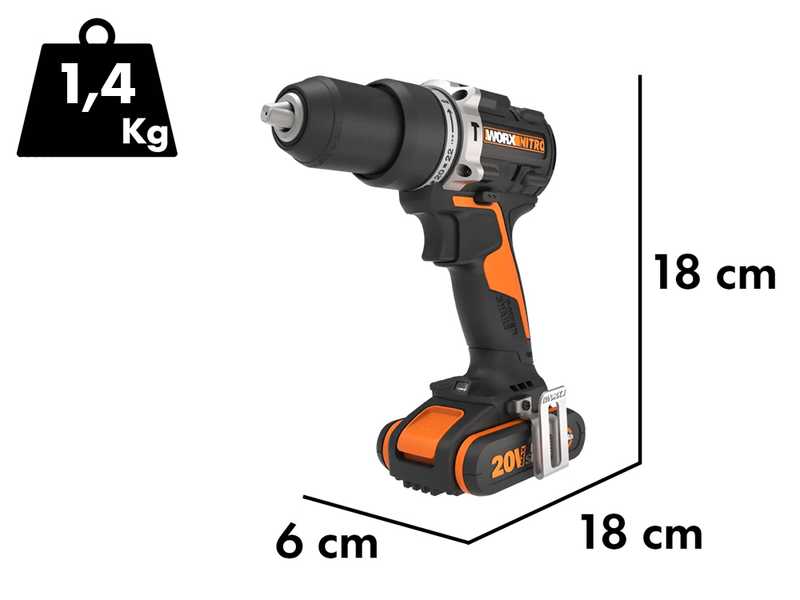 Worx Nitro WX352 - Trapano avvitatore a percussione a batteria - 20V/2Ah