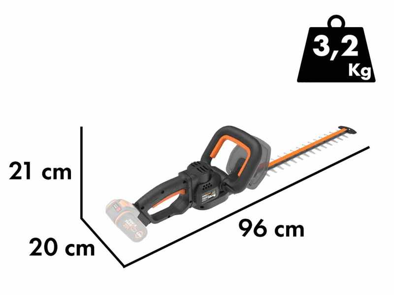 Worx Nitro WG263E - Tagliasiepi a batteria - 20V/4Ah - Lama da 57 cm