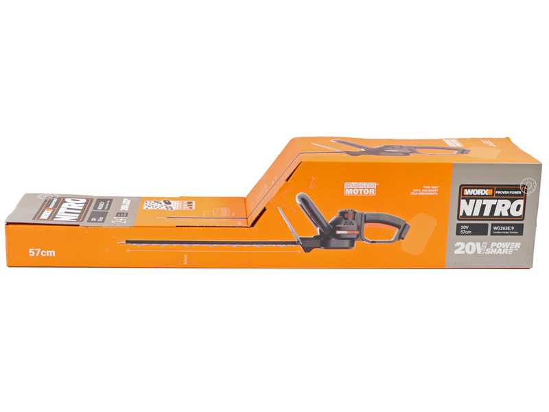 Worx Nitro WG263E.9 - Tagliasiepi a batteria con lama da 57 cm - SENZA BATTERIA E CARICABATTERIA