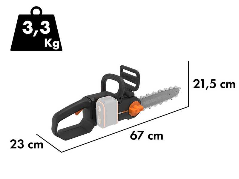 Worx Nitro WG350E.9 - Elettrosega 20V - SENZA BATTERIA E CARICABATTERIA