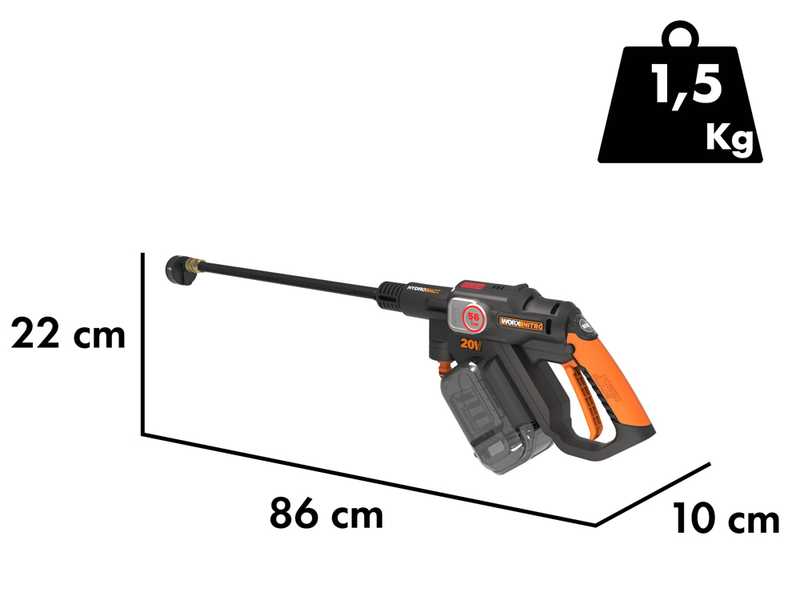 Worx Nitro HydroShot WG633E.9 - Pistola idropulitrice a batteria - 20V - SENZA BATTERIA E CARICABATTERIA
