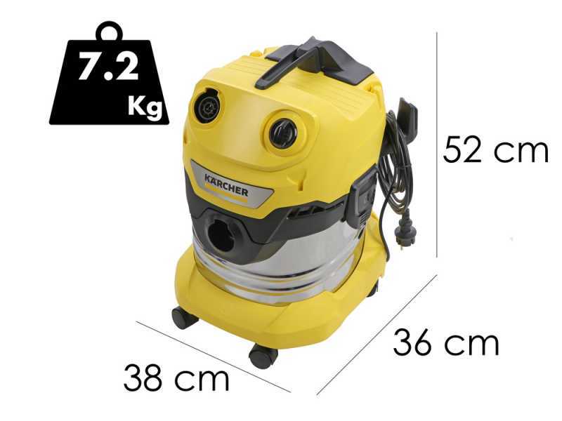 Karcher WD 4 S V-20/5/22 - Bidone aspiratutto - 20 Litri - Fusto in acciaio Inox
