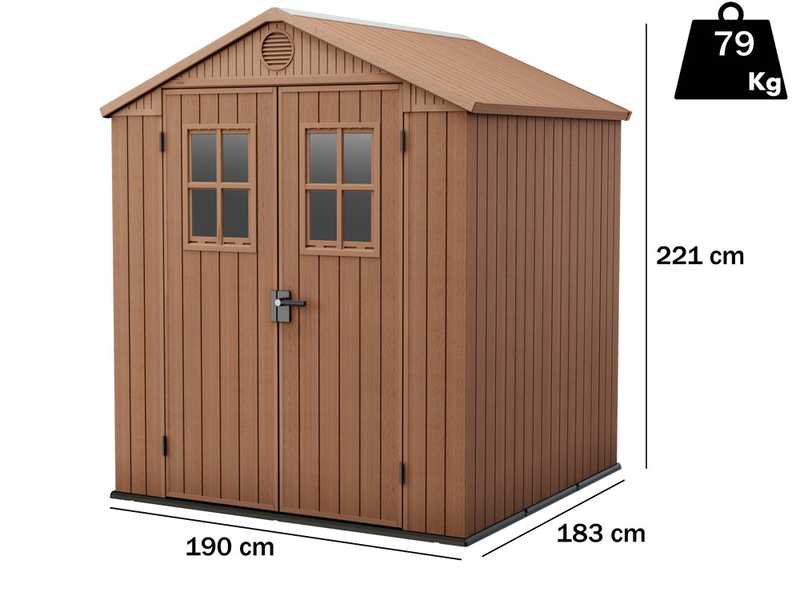 Keter Darwin marrone - Casetta da giardino - Con finestre frontali - 190x183x221 cm