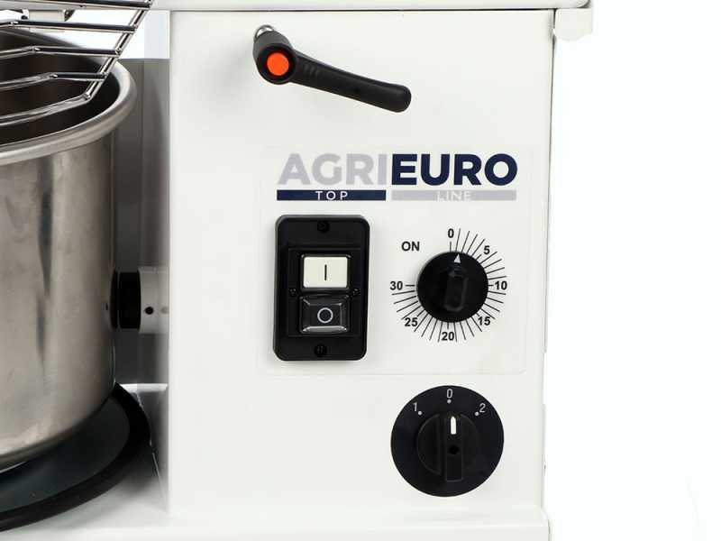 AgriEuro Top-Line Mixer 1500 H2O Deluxe - Impastatrice a spirale ad alta idratazione - Capacit&aacute; 12Kg - Trifase