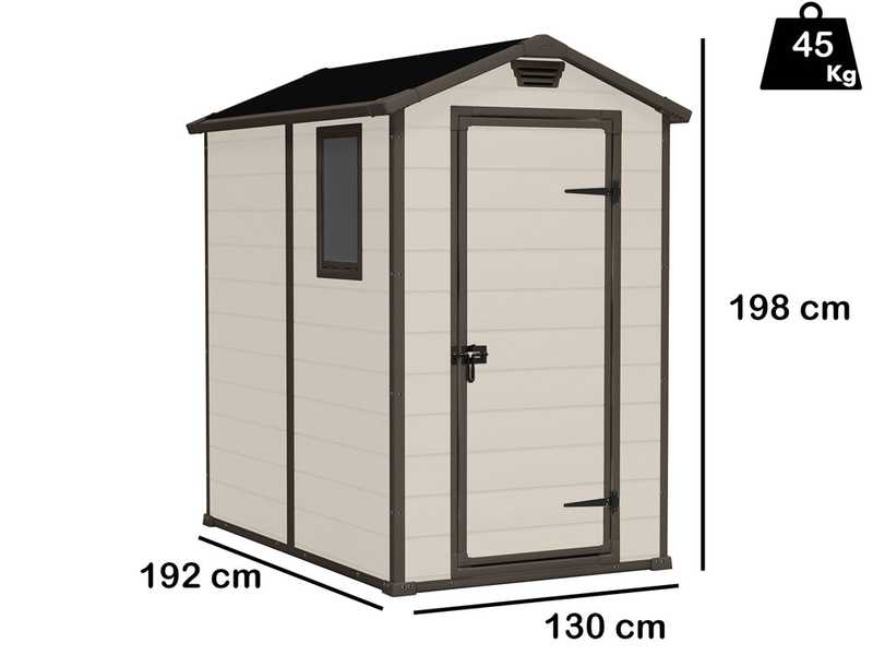 Keter Manor beige - Casetta da giardino - Con finestra laterale - 130x192x198 cm