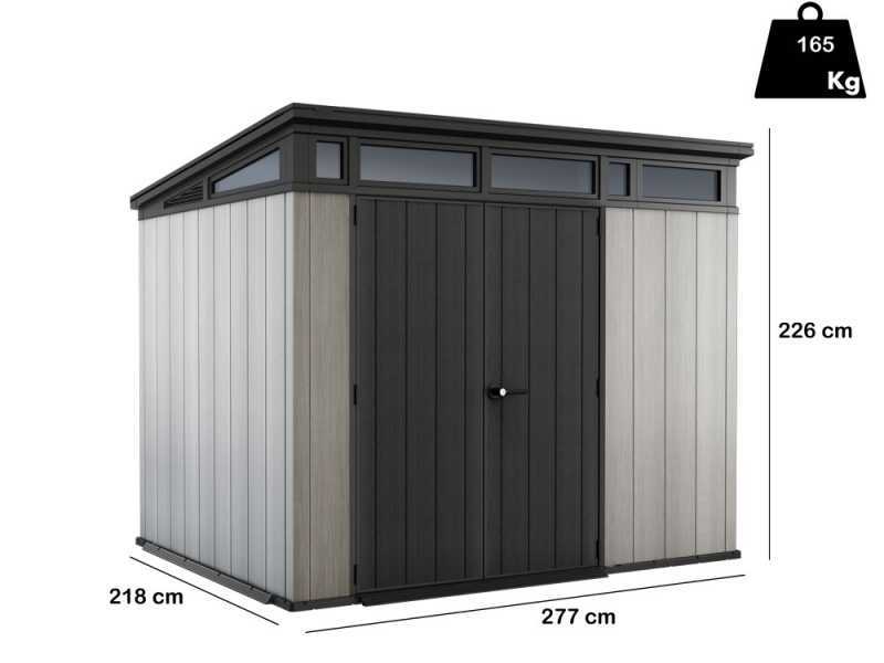 Keter Artisan grigio - Casetta da giardino - Con porta doppia anta - 277x218x226 cm