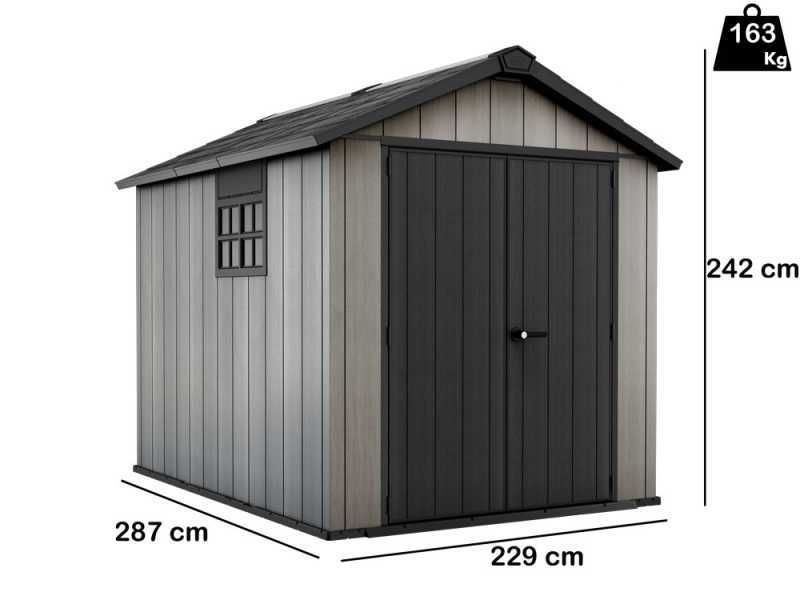 Keter Oakland 759 - Casetta da giardino - Con porta a doppia anta e finestra - 229x287x242 cm