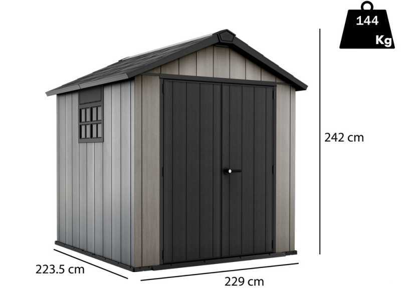 Keter Oakland 757 - Casetta da giardino - Con porta a doppia anta e finestra -229x223.5x242 cm