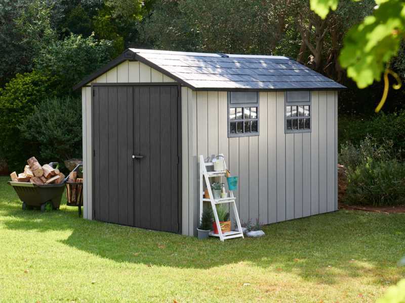 Keter Oakland 7511 - Casetta da giardino - Con porta doppia anta e finestre - 230x350x242 cm