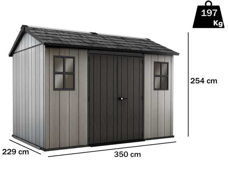 Keter Oakland 1175 - Casetta da giardino - Con finestre frontali - 350x229x254 cm