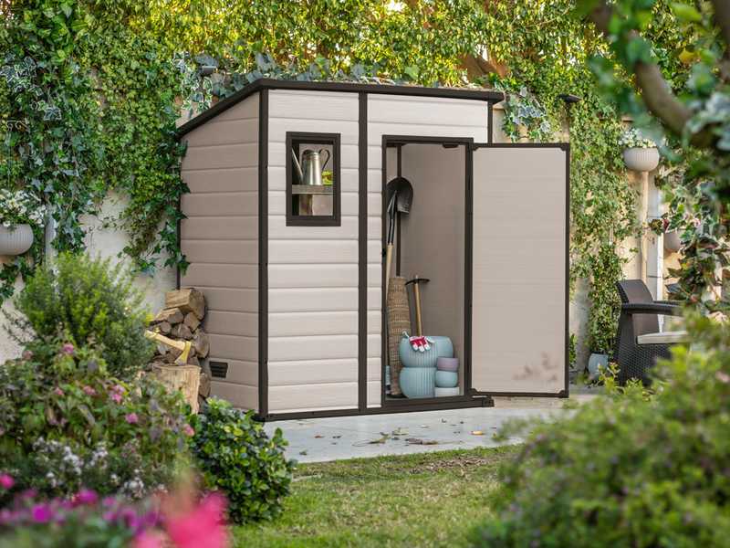 Keter Manor Pent beige - Casetta da giardino - Con finestra frontale - 183.5x111x200.5 cm