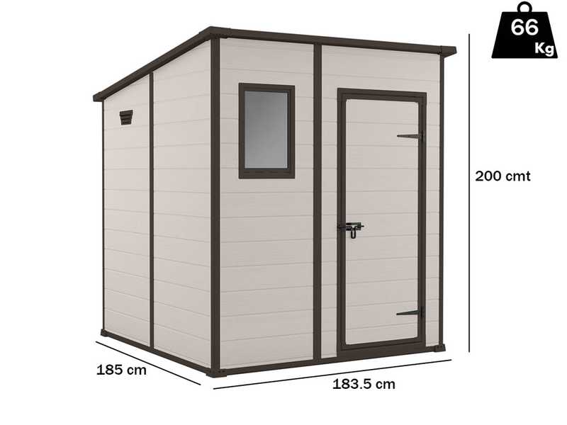 Keter Manor Pent - Casetta da giardino - Con finestra frontale - 183.5x185x200 cm