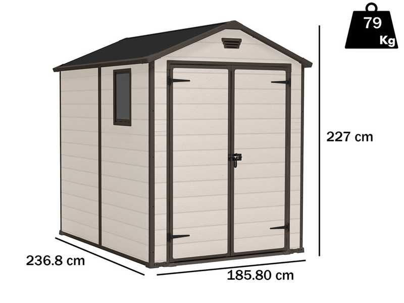 Keter Manor beige - Casetta da giardino - Con finestra laterale - 185x236x227 cm