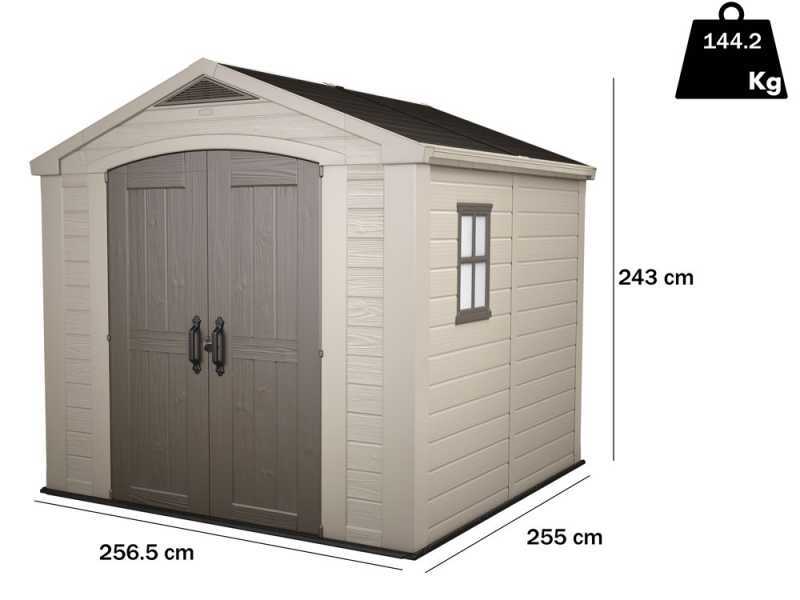 Keter Factor beige - Casetta da giardino - Con finestra laterale - 256.5x255x243 cm