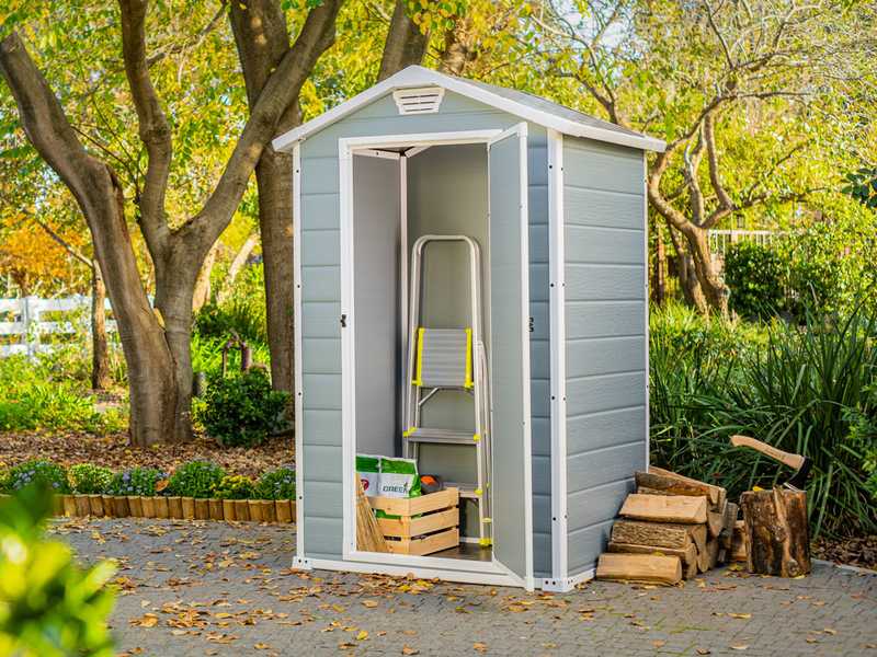 Keter Manor grigio - Casetta porta attrezzi da giardino - 129x103x196 cm