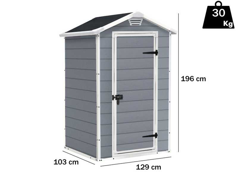 Keter Manor grigio - Casetta porta attrezzi da giardino - 129x103x196 cm