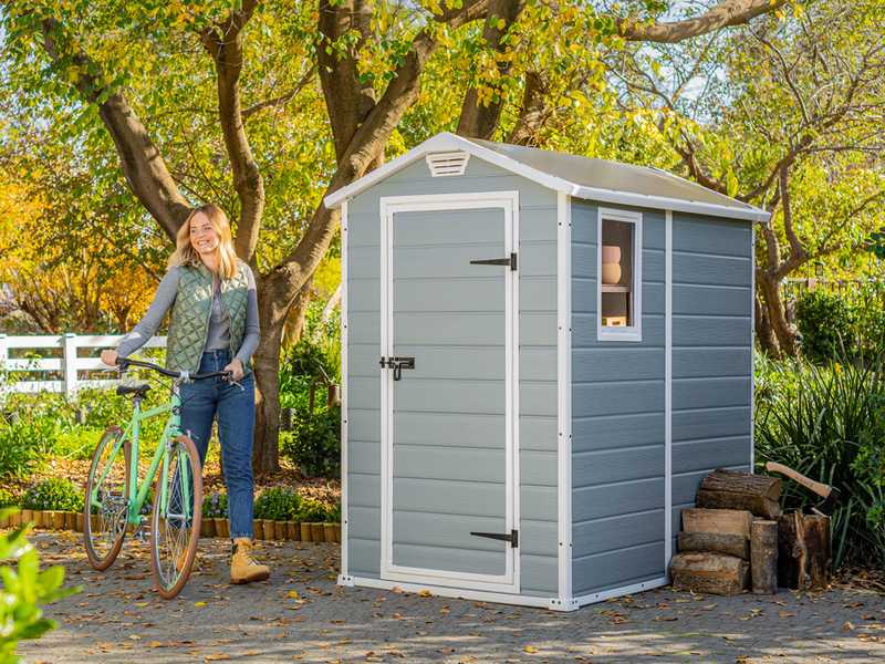 Keter Manor grigio - Casetta da giardino - Con finestra laterale - 130x192x198 cm