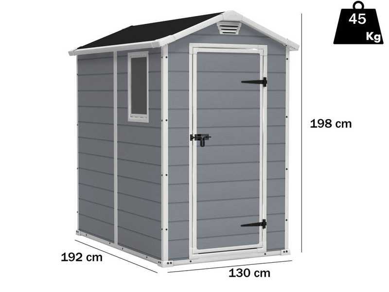 Keter Manor grigio - Casetta da giardino - Con finestra laterale - 130x192x198 cm
