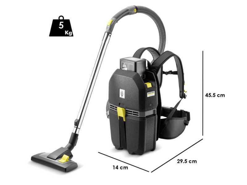 Aspirapolvere Karcher BVL 5/1 Bp - Aspirapolvere a zaino professionale a batteria - SENZA BATTERIE E CARICABATTERIE
