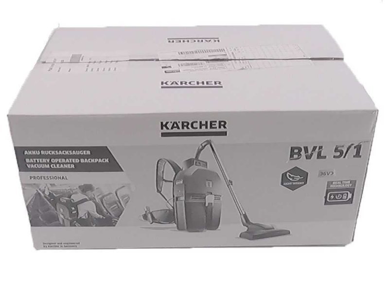 Aspirapolvere Karcher BVL 5/1 Bp - Aspirapolvere a zaino professionale a batteria - SENZA BATTERIE E CARICABATTERIE