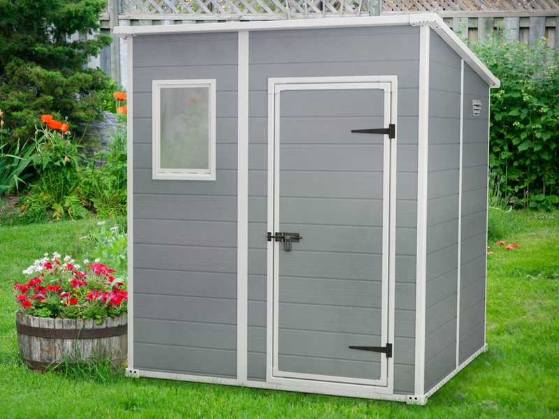 Keter Manor Pent grigio - Casetta da giardino - Con finestra frontale - 183.5x185x200 cm