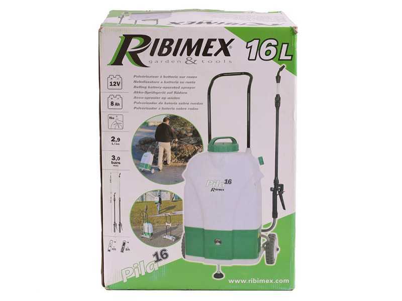 Ribimex PILA 16 - Pompa irroratrice carrellata a batteria - 16 litri - 12V/8Ah