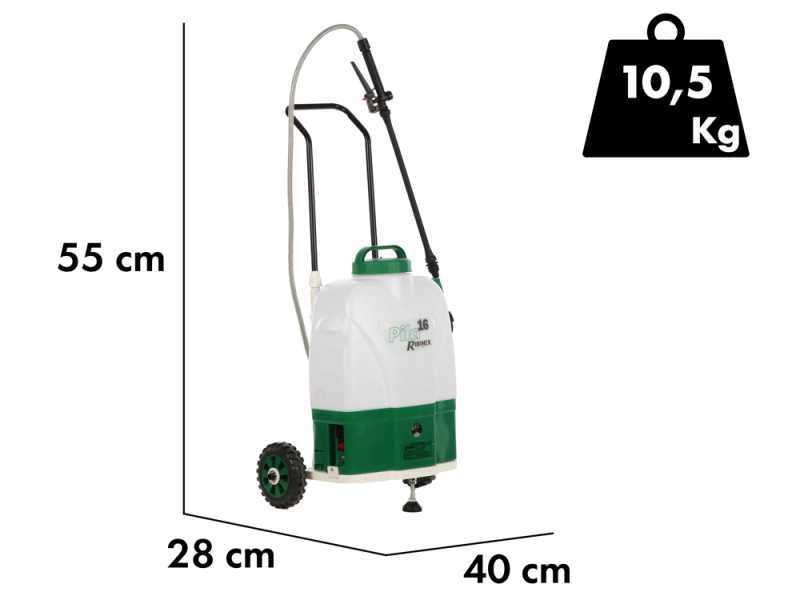 Ribimex PILA 16 - Pompa irroratrice carrellata a batteria - 16 litri - 12V/8Ah