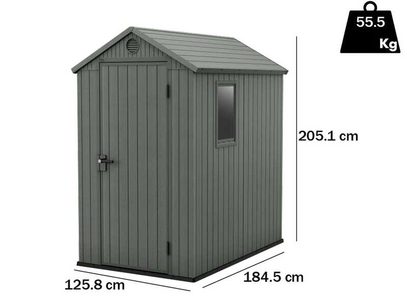 Keter Darwin verde - Casetta porta attrezzi - Con finestra laterale - 125.8x184.5x205 cm