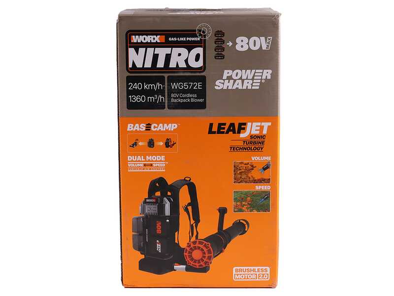 Worx Nitro WG572E - Soffiatore a spalla a batteria - 4x20V/4Ah