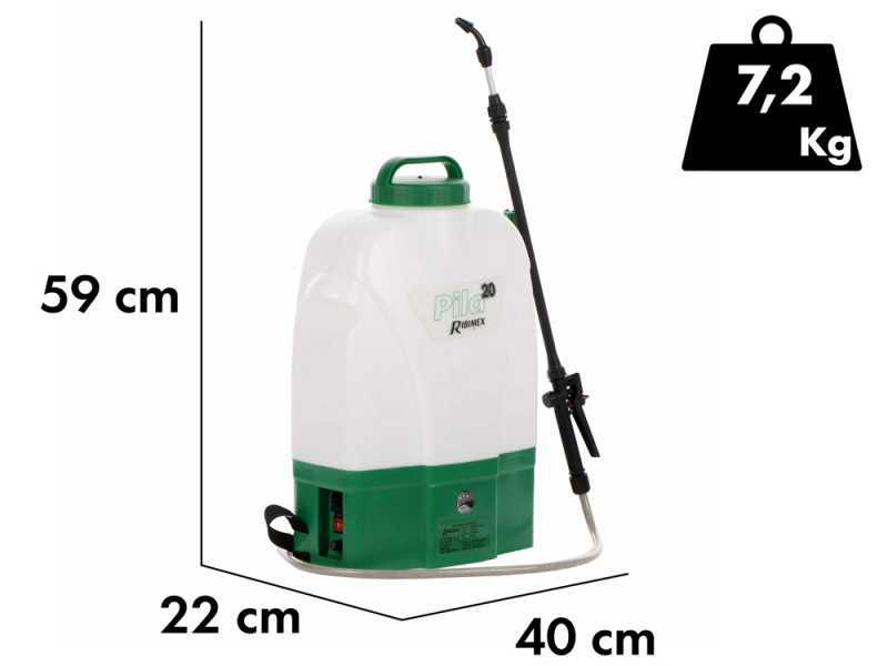 Ribimex PILA 20 - Pompa irroratrice a batteria a spalla - 20 litri - 12V - 8Ah