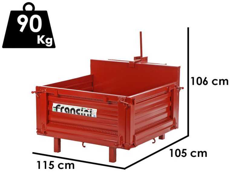 Francini P 100 - Cassone transporter per trattore - Ribaltabile - 3 sponde apribili