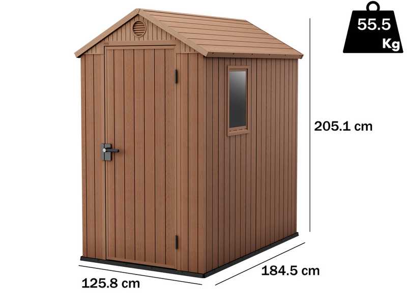 Keter Darwin marrone - Casetta porta attrezzi - Con finestra laterale - 125.8x184.5x205.1 cm