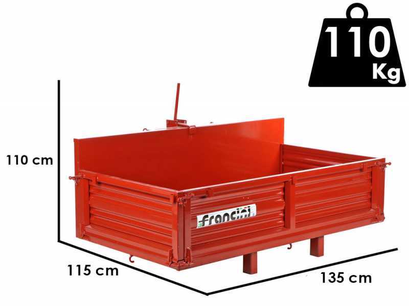 Francini P 130 - Cassone transporter per trattore - Ribaltabile - 3 sponde apribili