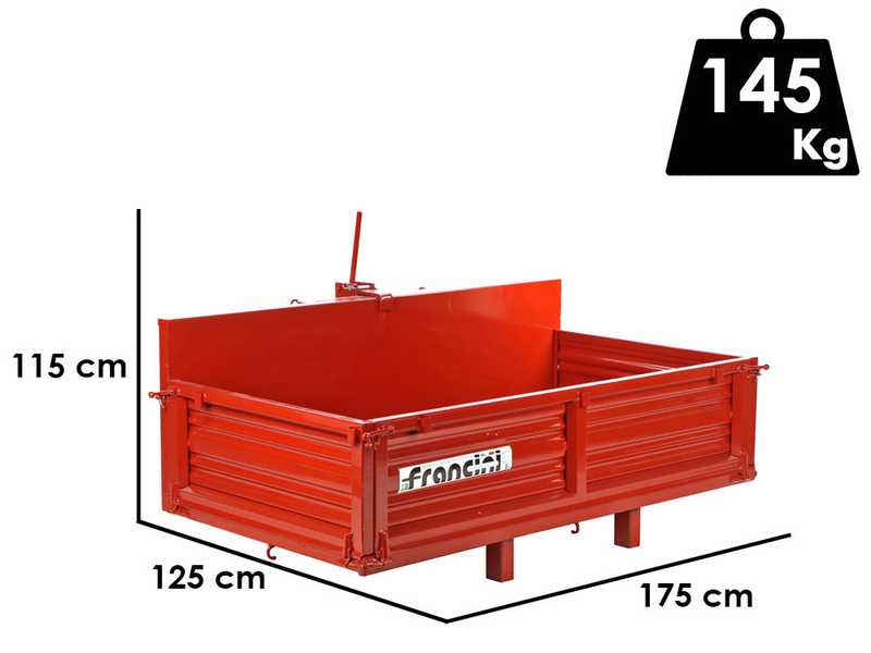 Francini P 170 - Cassone transporter per trattore - Ribaltabile - 3 sponde apribili