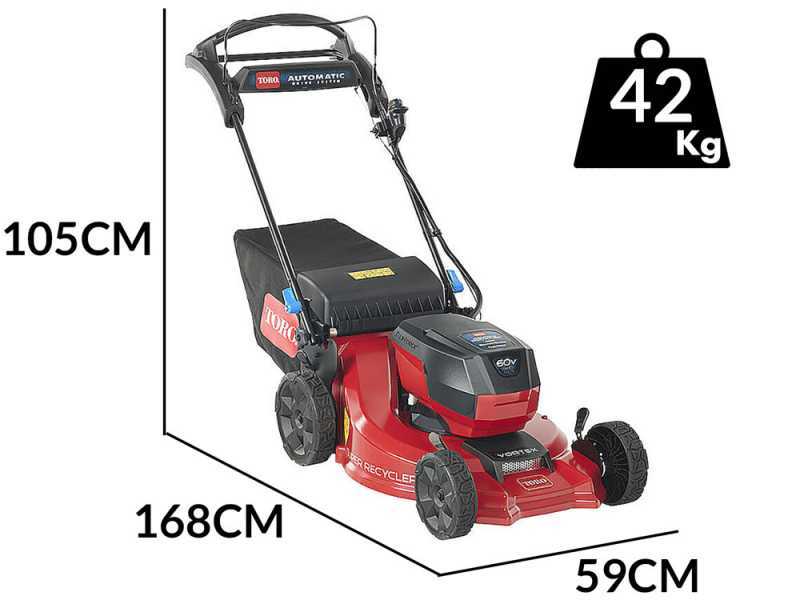 Toro eSuper Recycler eC53 - Tagliaerba a batteria - 60V/7.5Ah - Scocca in alluminio - Taglio 53 cm