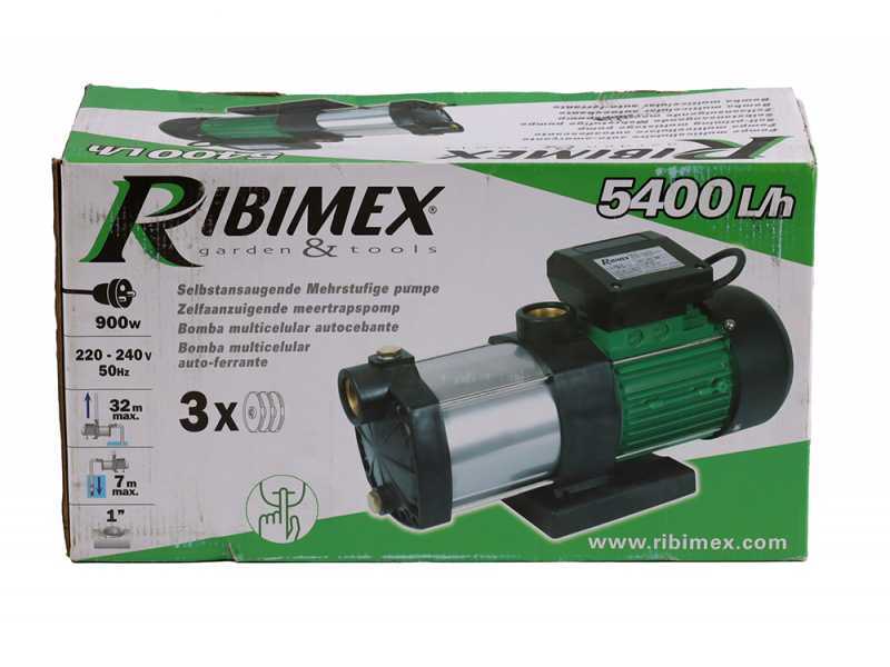 Ribimex PRMCA3P - Pompa autoadescante elettrica da giardino - 3 turbine - 900 W