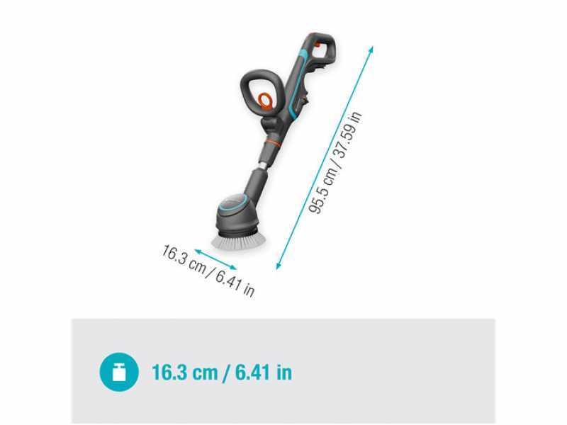 Gardena AquaBrush Compact 02/18V - Spazzola lavapavimenti a batteria - SENZA BATTERIA E CARICABATTERIA