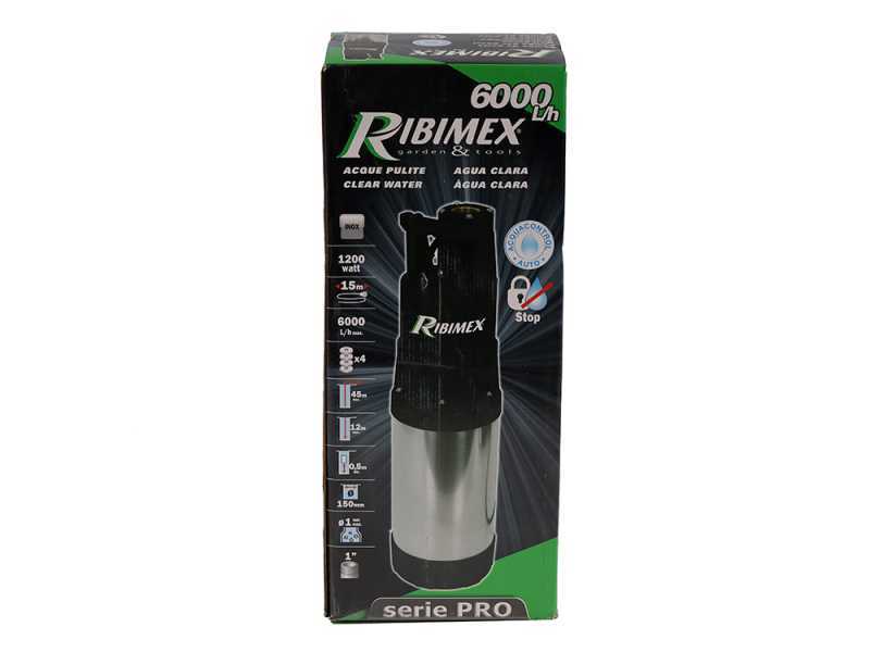 Ribimex PRPVC1201AUTO - Pompa sommersa per pozzi automatica - 1200 W - Acque chiare