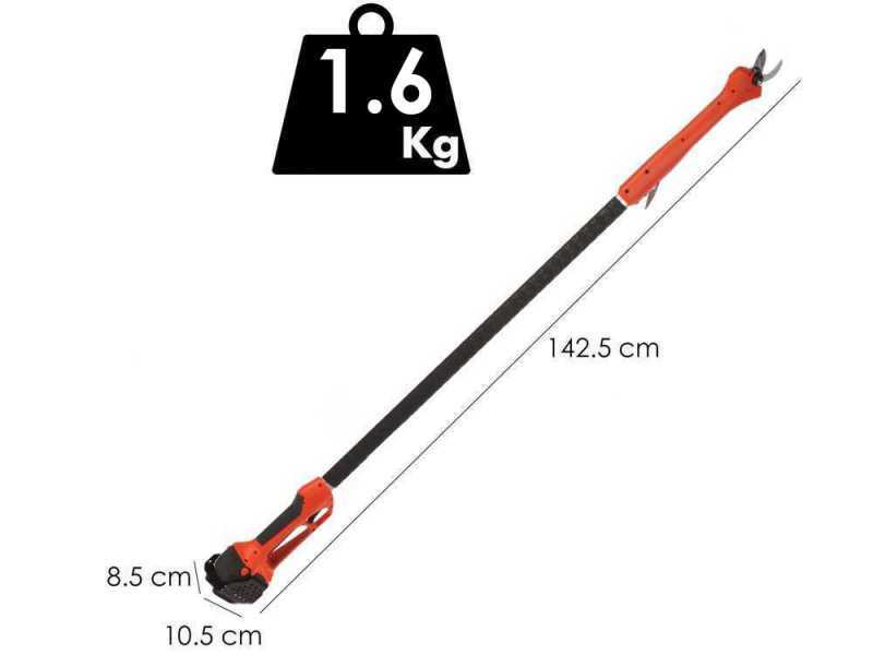 Stocker Magma E-140 TR - Forbice elettrica da potatura su asta - 21.6V - Diametro di taglio 25mm - SENZA BATTERIA
