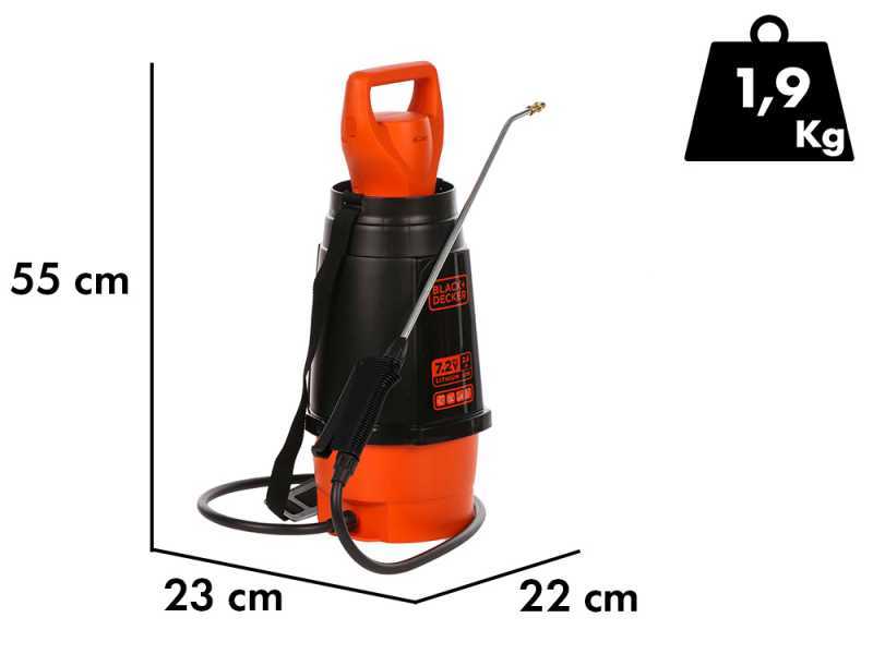 Black &amp; Decker BXSPBS07E - Pompa irroratrice a spalla a batteria - 7 litri - 7,2V - 2,6Ah