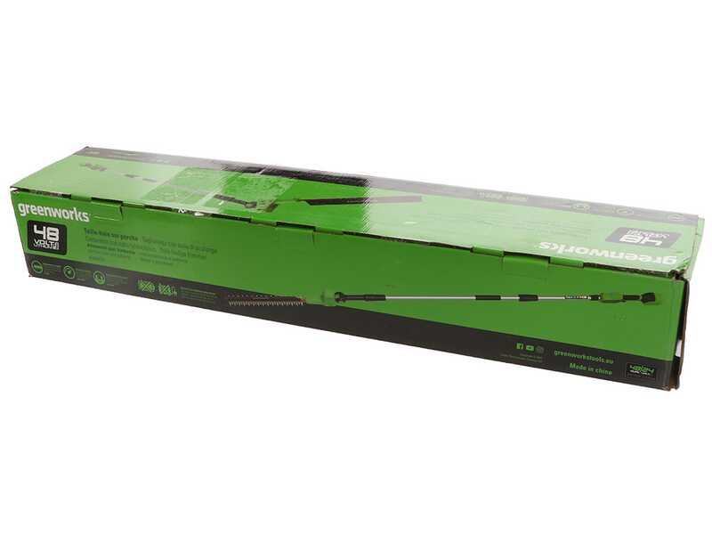 Greenworks G48PHTII - Tagliasiepi a batteria su asta di prolunga - 48V 4Ah