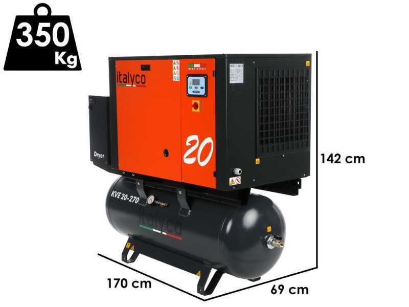 Italyco KVE 20/270 Premium - Compressore rotativo a vite - Pressione max 10 bar