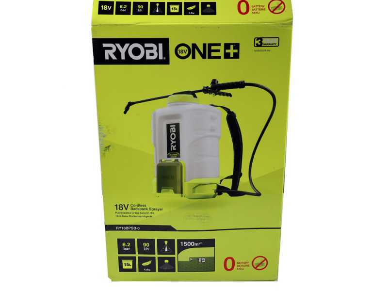 Ryobi RY18BPSB-0 -  Pompa irroratrice zainata a batteria 18V - Serbatoio 15L - SENZA BATTERIA E CARICABATTERIE