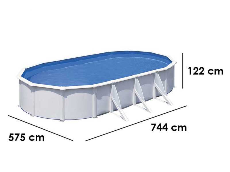 Gre Fidji Ovale 730x375x120cm - Piscina fuori terra in acciaio