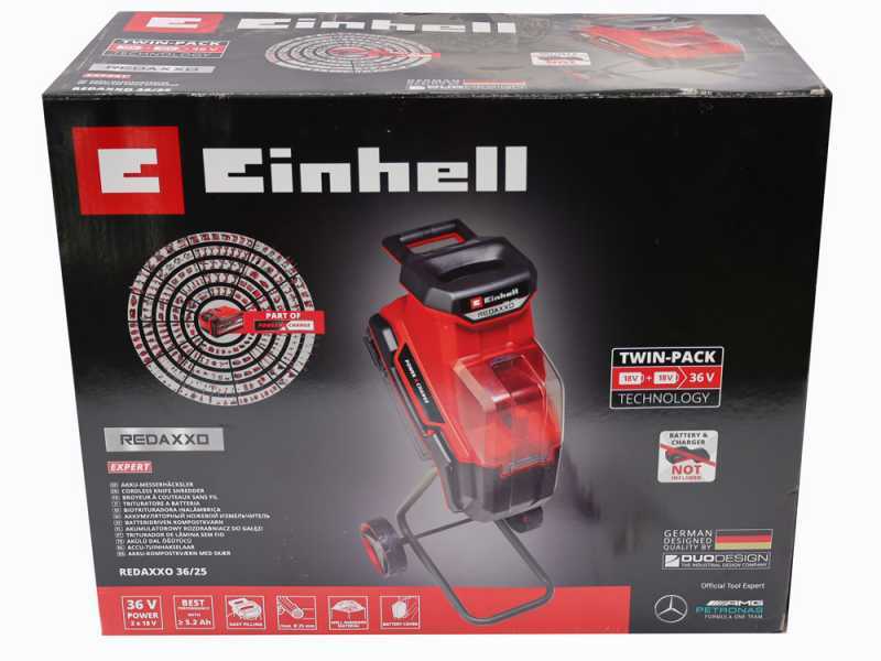 Einhell REDAXXO 36/25 - Biotrituratore a batteria 36V - con sacco di raccolta - SENZA BATTERIE E CARICABATTERIE