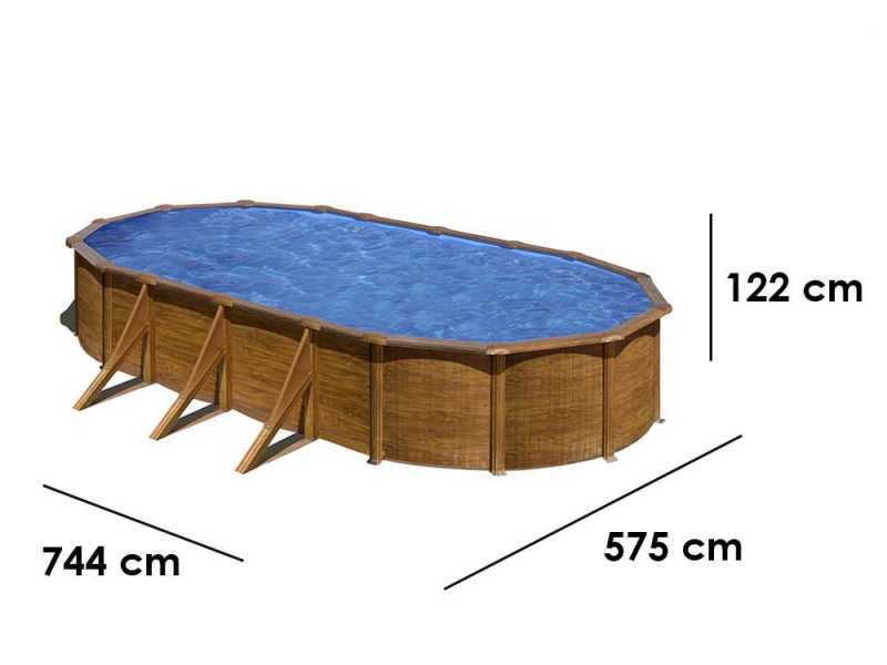 Gre Pacific Ovale 730x375x120cm - Piscina fuori terra in acciaio