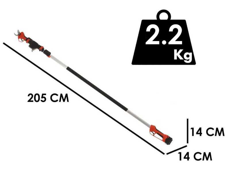 Stocker Magma E-35TP - Forbice elettrica da potatura su asta -21.6V/2.6 Ah - 205/325 cm